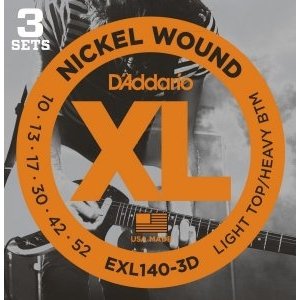 Струны для электрогитары D&#39;ADDARIO EXL140-3D Light Top/Heavy Bottom 10-52 3 комплекта 