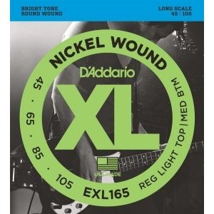 Струны для 4-х струнной бас гитары D&#39;ADDARIO EXL165 Regular Light Top / Medium bottom 45-105 