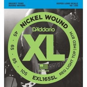 Струны для 4-х струнной бас гитары D&#39;ADDARIO EXL165SL Custom Light, 45-105, Super Long Scale 
