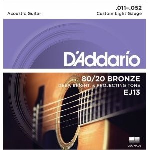 Струны для акустической гитары D&#39;ADDARIO EJ13 Custom Light 11-52 