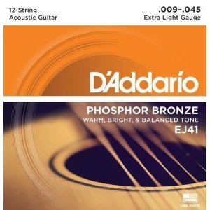 Струны для 12-ти струнной гитары D&#39;ADDARIO EJ41 Extra Light 9-45 