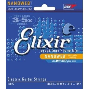 Струны для электрогитары ELIXIR 12077 NanoWeb Anti Rust Light Heavy 10-52 