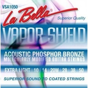 Струны для акустической гитары LA BELLA VSA1050, сталь с обмоткой из фосфорной бронзы, натяжение Extra Light, калибр 10-50 