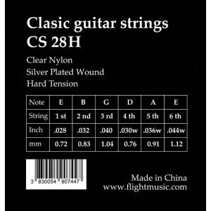 Струны для классической гитары FLIGHT CS28H, Hard, чистый нейлон, серебро 