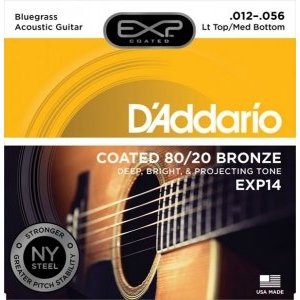 Струны для акустической гитары D&#39;ADDARIO EXP14 Light Top/Medium Bottom/Bluegrass 12-56 