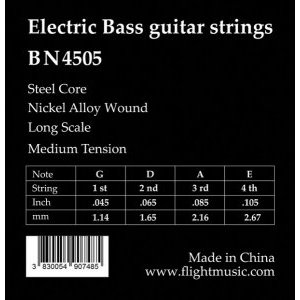 Струны для 4-х струнной бас гитары FLIGHT BN4505, Medium, 45-105 