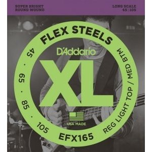 Струны для 4-х струнной бас гитары D&#39;ADDARIO EFX165 Custom Light, 45-100, Long Scale 