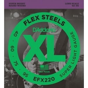 Струны для 4-х струнной бас гитары D&#39;ADDARIO EFX220 Super Light, 40-95, Long Scale 