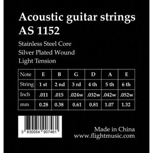 Струны для акустической гитары FLIGHT AS1152, Super Light 11-52 