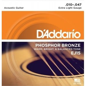 Струны для акустической гитары D&#39;ADDARIO EJ15  Extra Light 10-47 