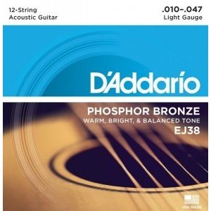 Струны для 12-ти струнной гитары D&#39;ADDARIO EJ38 Light 10-47 