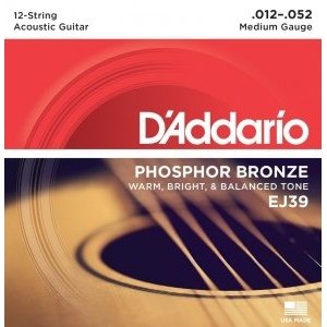 Струны для 12-ти струнной гитары D&#39;ADDARIO EJ39 Medium 12-52 