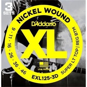 Струны для электрогитары D&#39;ADDARIO EXL125-3D, Super Light/Regular,9-46, 3 комплекта в упаковке 
