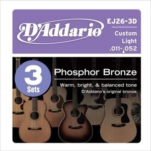 Струны для акустической гитары D&#39;ADDARIO EJ26-3D Custom Light, 11-52, 3 комплекта в упаковке 