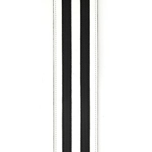 Кожаный ремень для гитары с виниловым покрытием PLANET WAVES L25W1402 , черный, белые полосы (дорожная разметка) 