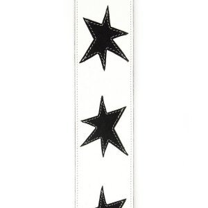 Кожанный ремень для гитары с виниловым покрытием PLANET WAVES L25W1413, белый с черными звездами 