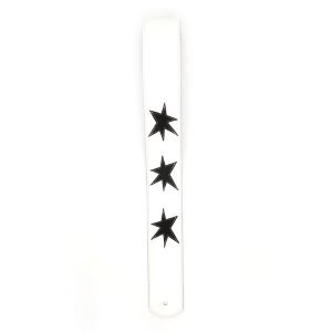 Кожанный ремень для гитары с виниловым покрытием PLANET WAVES L25W1413, белый с черными звездами 