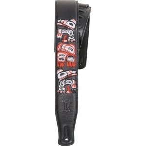 Ремень для акустической и электрогитары LEVY&#39;S MG26EHG-BLK, цвет черный, вышивка в стиле Хайда Haida 